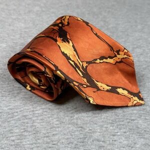 Vintage Trevira Polyester Tie Orange Abstract 1970s Made in Italy